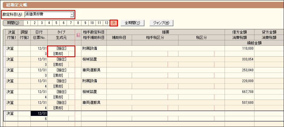 勘定 科目 減価 償却 費